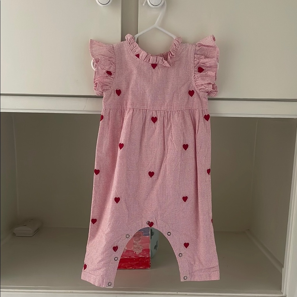 Adorable Pink Romper with Red Hearts
